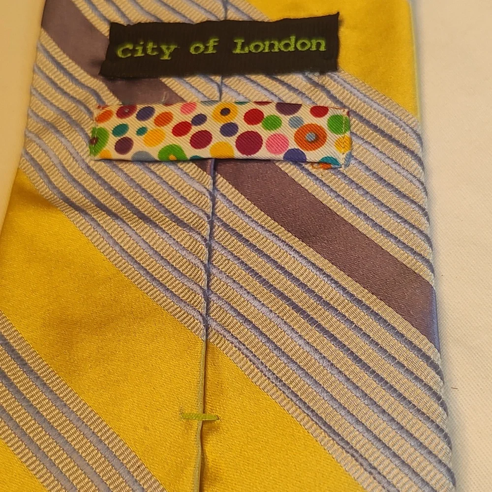 Preppy blue and yellow stripe tie lot J Crew and London Colors